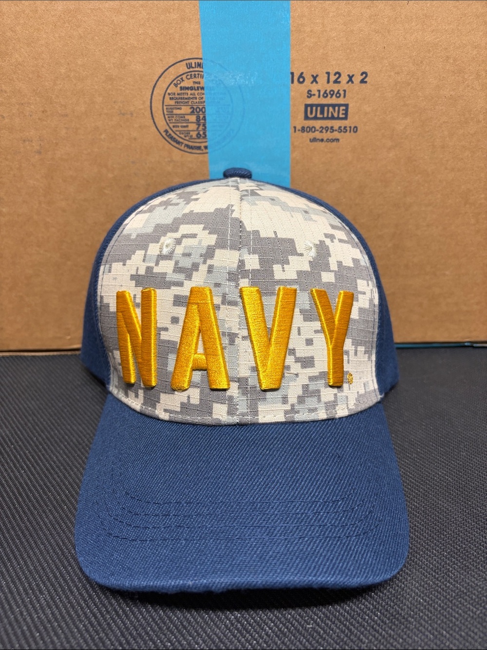 NAVY Embroidered Digital Camo Baseball Cap - Blue and Gold